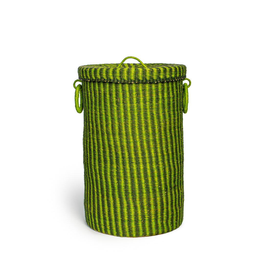 Clover Hand-Woven Lidded Laundry Basket