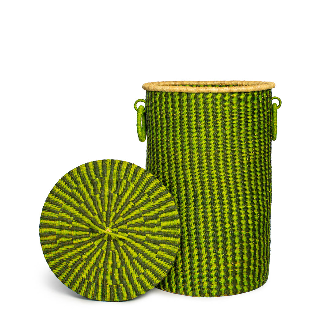 Clover Hand-Woven Lidded Laundry Basket