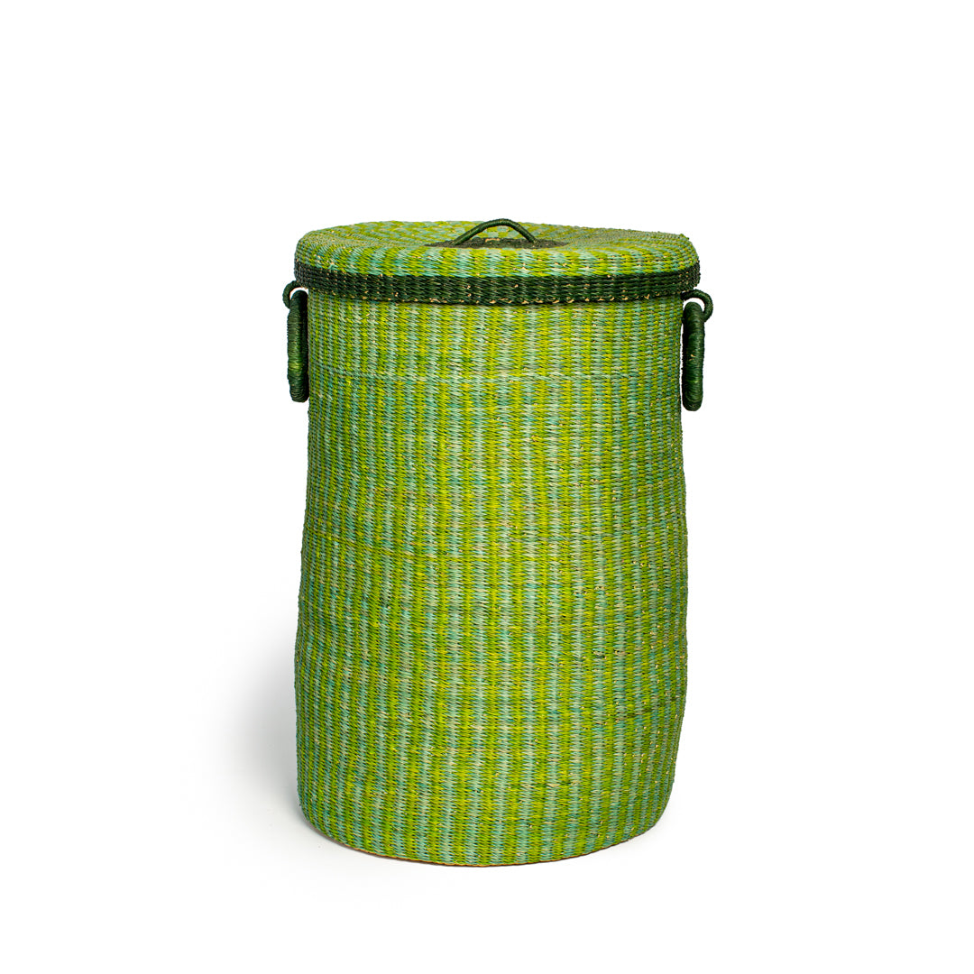 Leaf Hand-Woven Lidded Laundry Basket