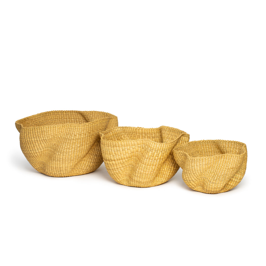 Natural Hand-Woven Wave Basket