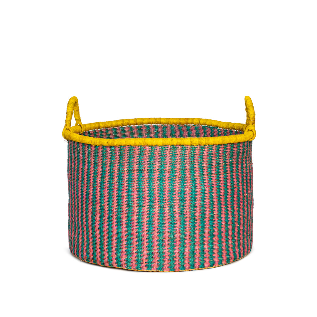 Violet Hand-Woven Storage Basket with Handle