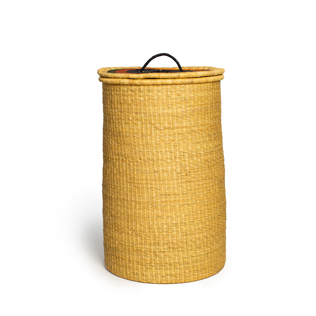 Sage Hand-Woven Lidded Laundry Basket