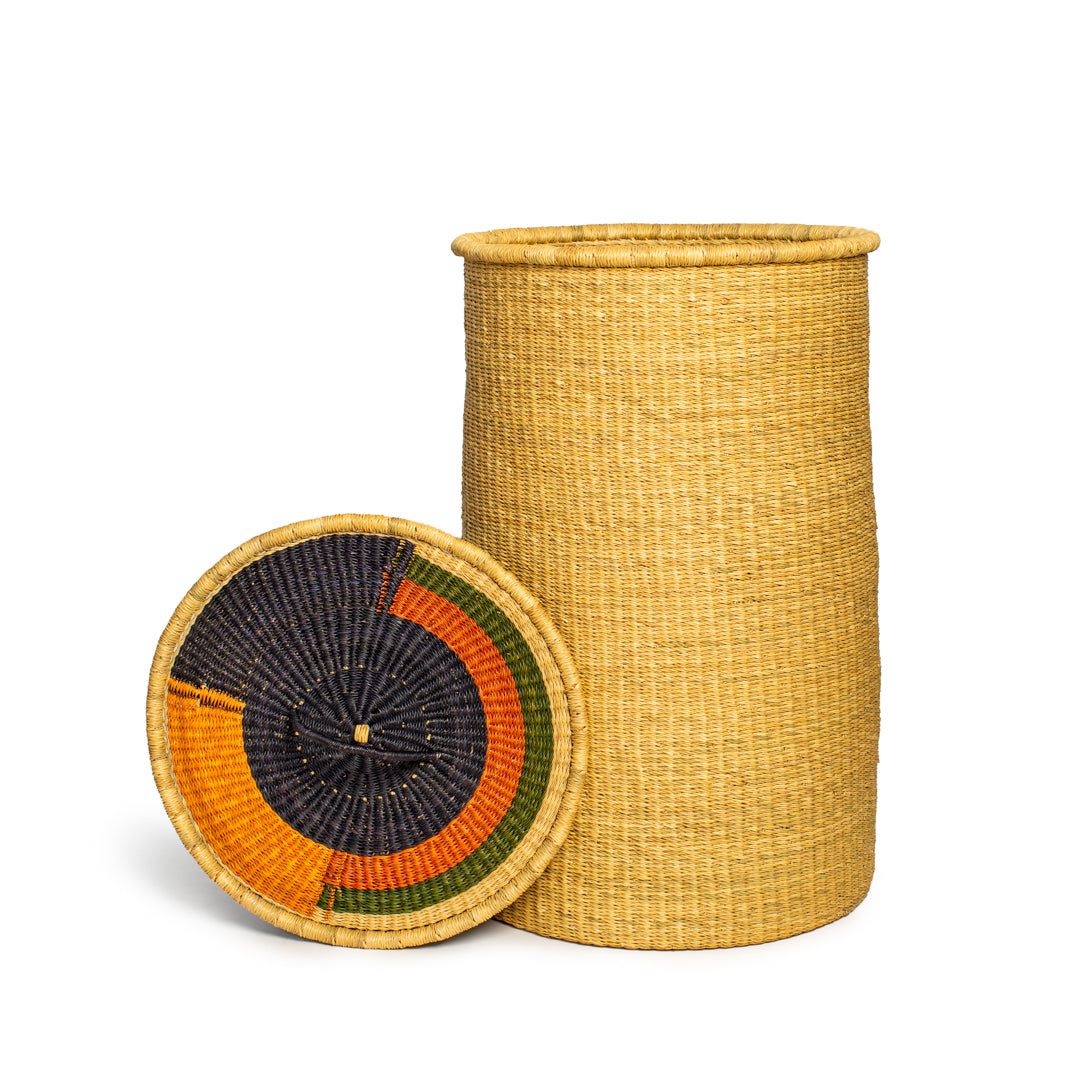 Sage Hand-Woven Lidded Laundry Basket