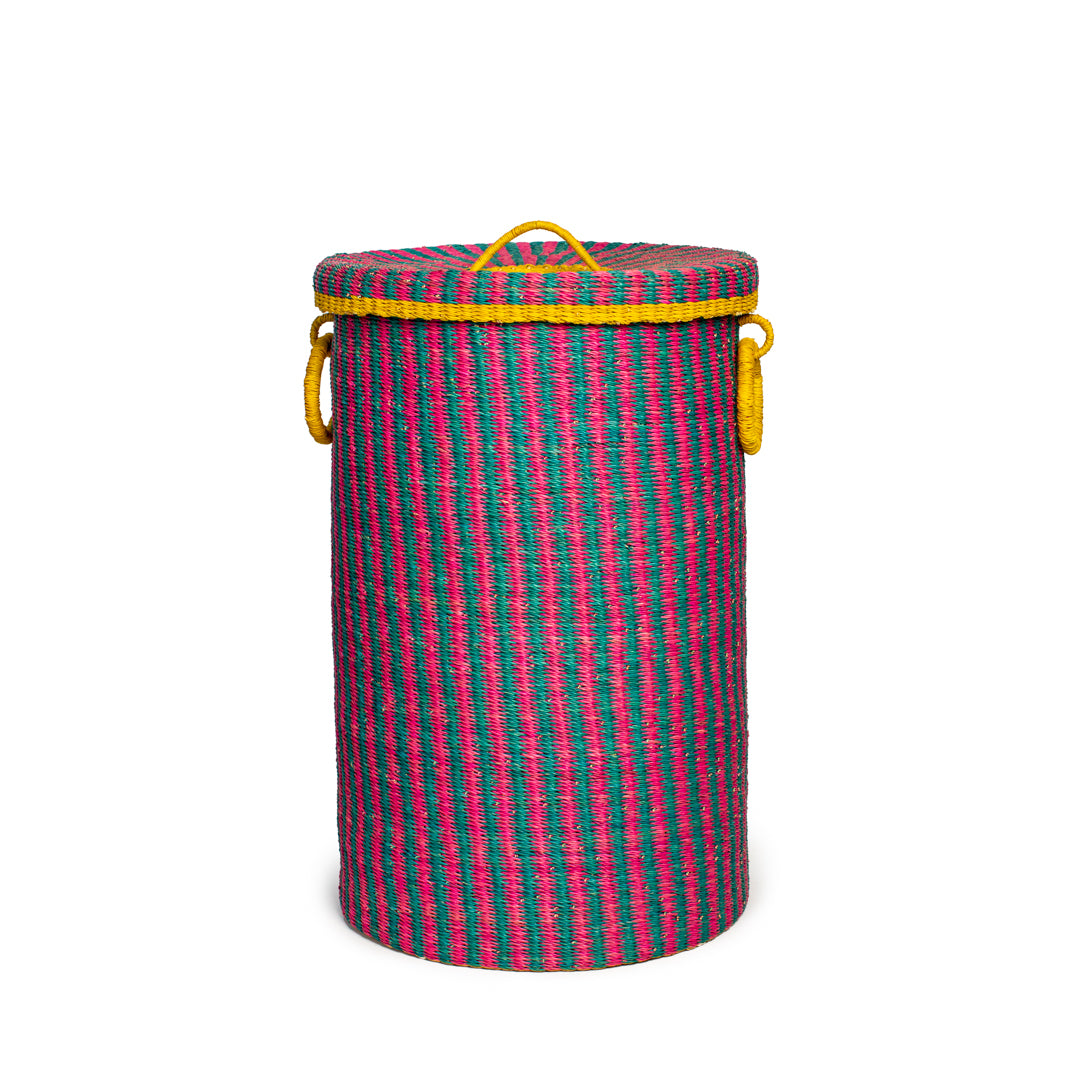 Violet Hand-Woven Lidded Laundry Basket